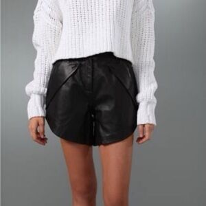 Alexander Wang Lapel High Waist Leather Shorts Sz 4 $595